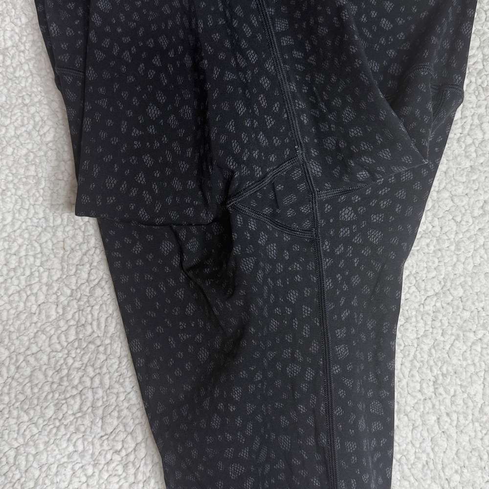 Lululemon Wunder Under Hi-Rise Nulux Leggings Overlace Black Grey Size 8 - Picture 11 of 14